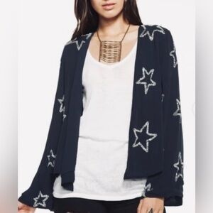 Chaser Black Beaded Star Embellished Blazer Jacket Sz M